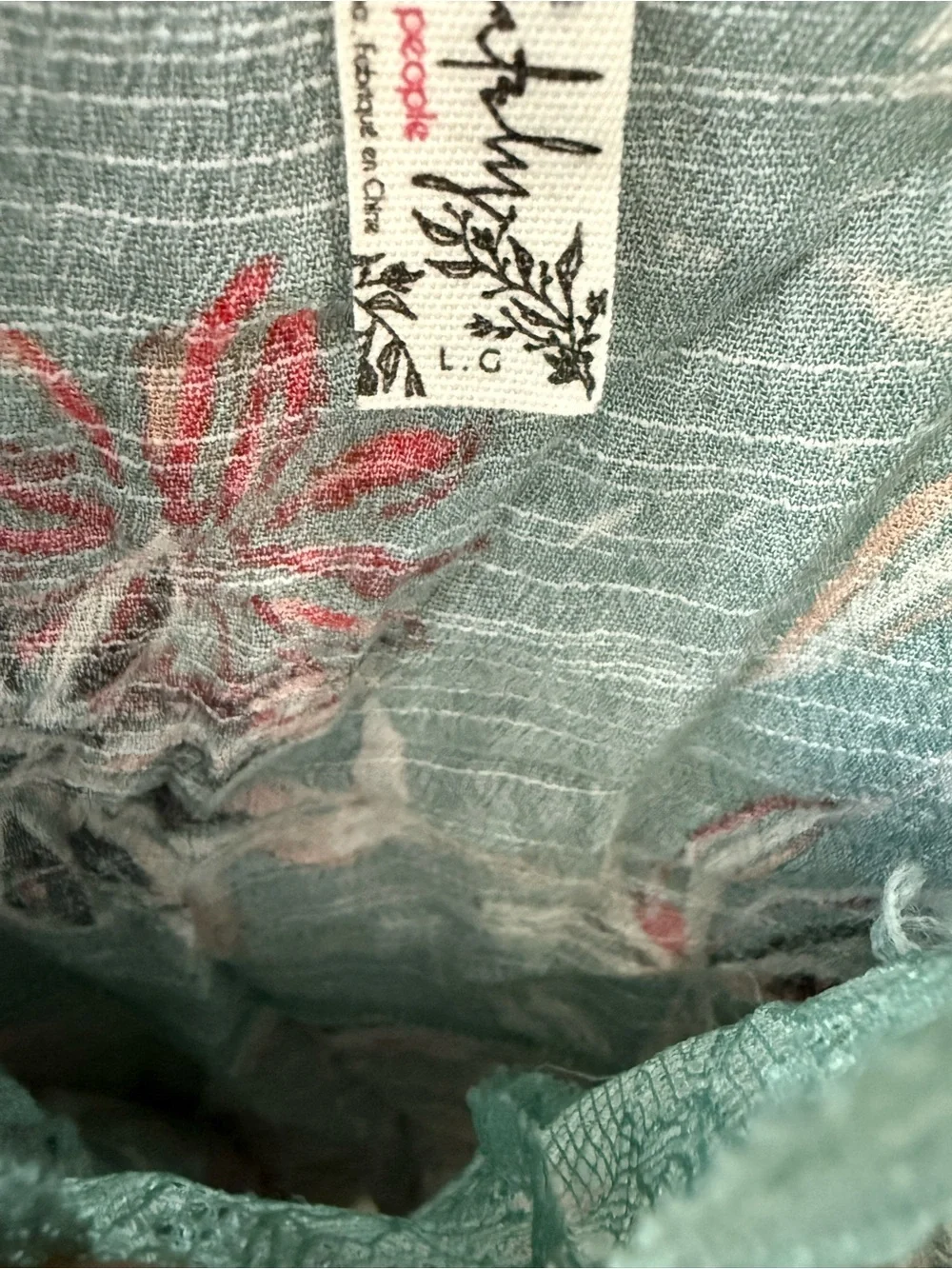 Free People Bellflower Lace Tank Top light Green Floral Trapeze Tunic